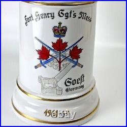 German Porcelain Stein Fort Henry Sgt's Mess Lithophane Hand Painted Beer Stein