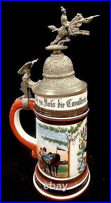 German Regimental Beer Stein Dragoon Calvary 1897-1900 No 16 Lithophane