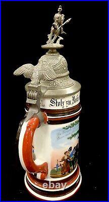 German Regimental Beer Stein Dragoon Calvary 1897-1900 No 16 Lithophane