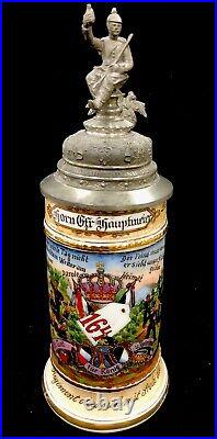 German Regimental Beer Stein Infantry Comp 4 Reg 164 1905-1907 Lithophane