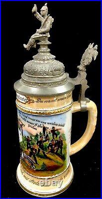 German Regimental Beer Stein Infantry Comp 4 Reg 164 1905-1907 Lithophane