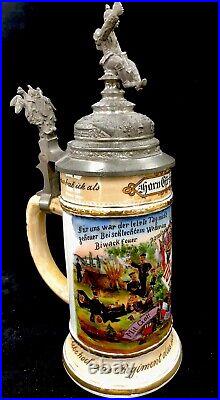 German Regimental Beer Stein Infantry Comp 4 Reg 164 1905-1907 Lithophane