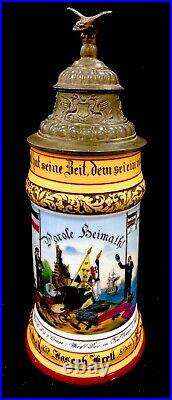 German Regimental Beer Stein Navy 1900-1903.5 LTR Joseph Krell Lithophane