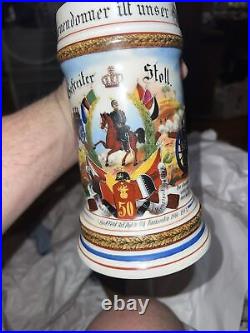 German Regimental Military Beer Stein 1900-02 10.5 2 lbs ANTIQUE Excellent
