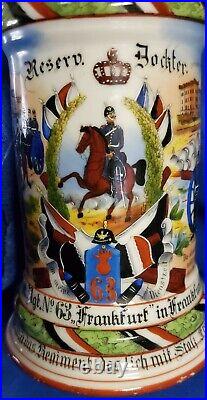 German Regimental Military Beer Stein 1902-04 10.5 2 lbs ANTIQUE Excellent