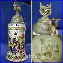 German Regimental Military Beer Stein 1902-04 Artillery Named-Roster-Marked #3/6