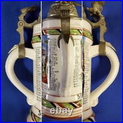 German Regimental Military Beer Stein 1902-04 Artillery Named-Roster-Marked #3/6