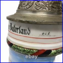German Regimental Military Beer Stein 1902-04 Lithopane AUTHENTIC Hand-painted