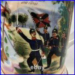 German Regimental Military Beer Stein 1902-04 Lithopane AUTHENTIC Hand-painted