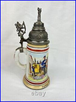 German Regimental Stein Tankard Lithophane Telegraph Delivery Postal Risqué 10