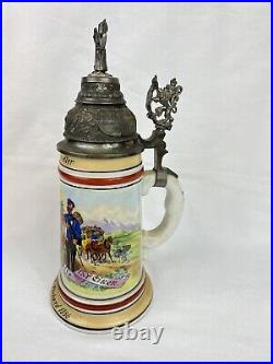 German Regimental Stein Tankard Lithophane Telegraph Delivery Postal Risqué 10