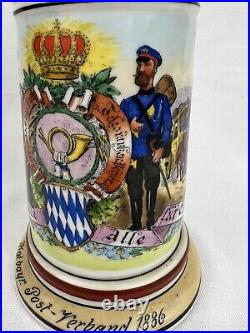 German Regimental Stein Tankard Lithophane Telegraph Delivery Postal Risqué 10