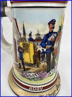 German Regimental Stein Tankard Lithophane Telegraph Delivery Postal Risqué 10