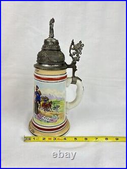 German Regimental Stein Tankard Lithophane Telegraph Delivery Postal Risqué 10