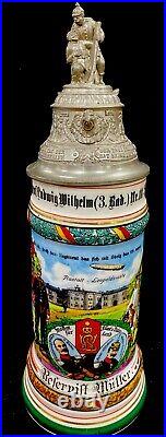 German Regimental beer stein Wurttenberg Infantry Comp 5 Battalion 3 1910-1912