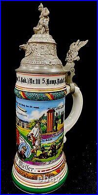 German Regimental beer stein Wurttenberg Infantry Comp 5 Battalion 3 1910-1912