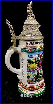 German Regimental beer stein Wurttenberg Infantry Comp 5 Battalion 3 1910-1912