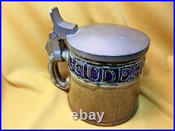 German Reihnold Merkelbach Gaudeamus Igitur Pewter Lidded Beer Stein