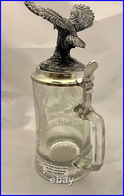 German Stein Eagle Wildlife Beer Glass With Pewter Eagle Figurine Lid