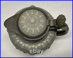 German Villeroy Boch Mettlach Pewter Lidded Pitcher Beer 11x7 vintage