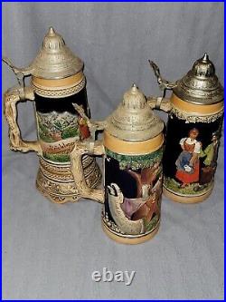 German beer steins vintage lidded