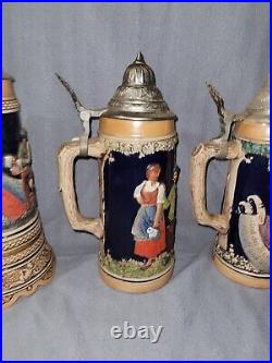 German beer steins vintage lidded