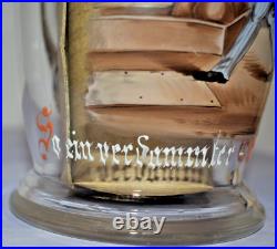 German glass beer stein Bowling pewter lid rare Hand Painted Antique