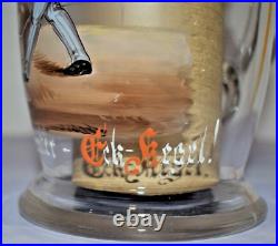 German glass beer stein Bowling pewter lid rare Hand Painted Antique