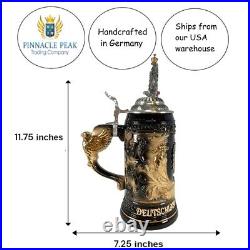 Germany Pewter Eagle Decal and Lid with Eagle Handle LE German Beer Stein. 6 L