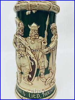 Girmscheid 157 1 Liter Antique German Beer Stein Figural Lid 15.5 Early Germans