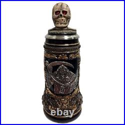 Grim Reaper with Skull Lid Gift Boxed LE Stoneware German Beer Stein. 5 L