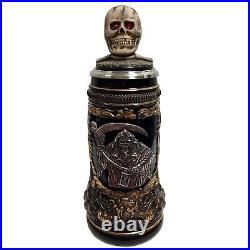 Grim Reaper with Skull Lid LE Stoneware German Beer Stein. 5 L Made in Germany