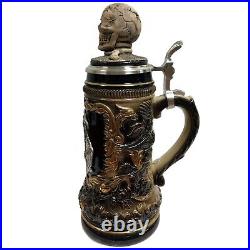 Grim Reaper with Skull Lid LE Stoneware German Beer Stein. 5 L Made in Germany