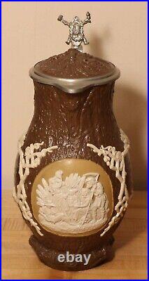 Harvest by Mettlach 4 Liter Antique German beer stein # 1028 Gnome Thumblift