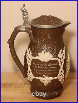 Harvest by Mettlach 4 Liter Antique German beer stein # 1028 Gnome Thumblift