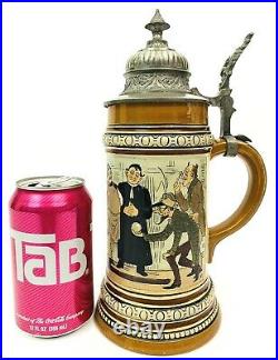 Hauber & Reuther Antique German Beer Stein 175 Bowling Scene. 5L Signed M Gift