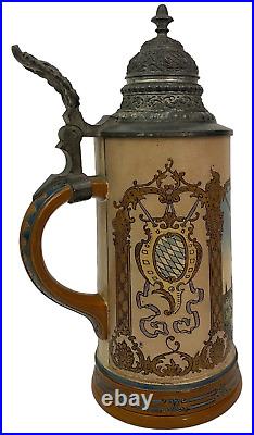 Hauber & Reuther HR Antique German Beer Stein 423 Munich Germany City Series