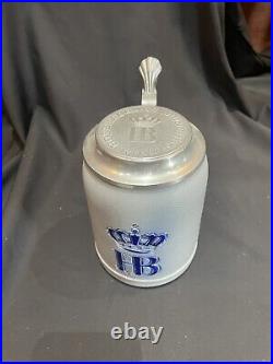 Hofbrauhaus Munchen 0.5L Lidded Beer Stein HB Crown German Stoneware Tankard