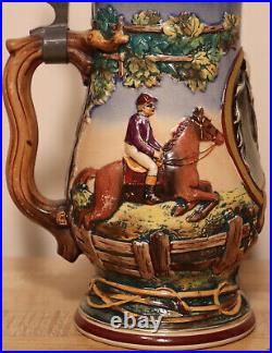 Horses & Jockeys by Marzi & Remy 1/2L German beer stein Antique # 7694 (1542)