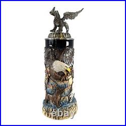 Hunters and Griffin with 3D Pewter Lid LE German Stoneware Beer Stein. 75 L