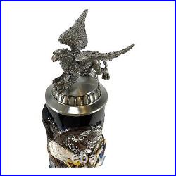 Hunters and Griffin with 3D Pewter Lid LE German Stoneware Beer Stein. 75 L