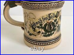 Impressive Vintage Merkelbach & Wick Hand Painted Creamware German Beer Stein