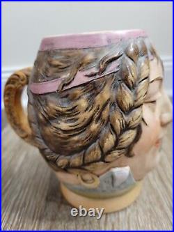J. W. Remy 766 Antique German Character Beer Stein. 5L JWR Woman with Flower COLOR