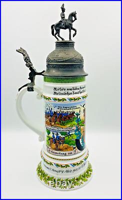 Kaiser 483 D Regimental Military Beer Stein Calvary Lid Eagle Lift VTG W German