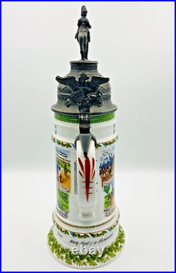 Kaiser 483 D Regimental Military Beer Stein Calvary Lid Eagle Lift VTG W German