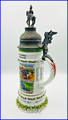 Kaiser 483 D Regimental Military Beer Stein Calvary Lid Eagle Lift VTG W German