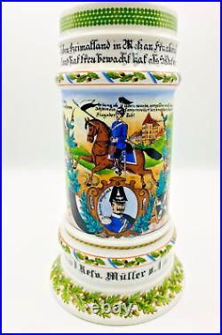 Kaiser 483 D Regimental Military Beer Stein Calvary Lid Eagle Lift VTG W German