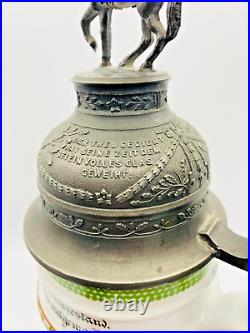 Kaiser 483 D Regimental Military Beer Stein Calvary Lid Eagle Lift VTG W German