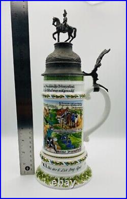 Kaiser 483 D Regimental Military Beer Stein Calvary Lid Eagle Lift VTG W German