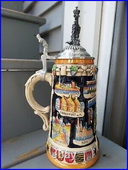 King German Beer Stein Crest Germany W LID Handpainted Deutschland Limited 10000